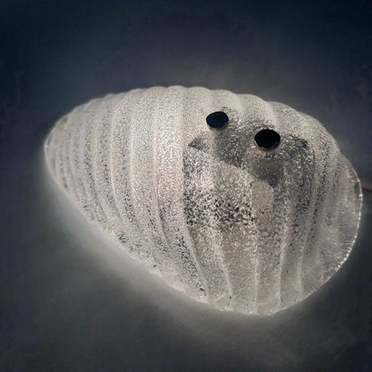 Horizontal eingeschaltete Wandleuchte aus strukturiertem Eisglas mit diffusem Lichtschein, 1960er