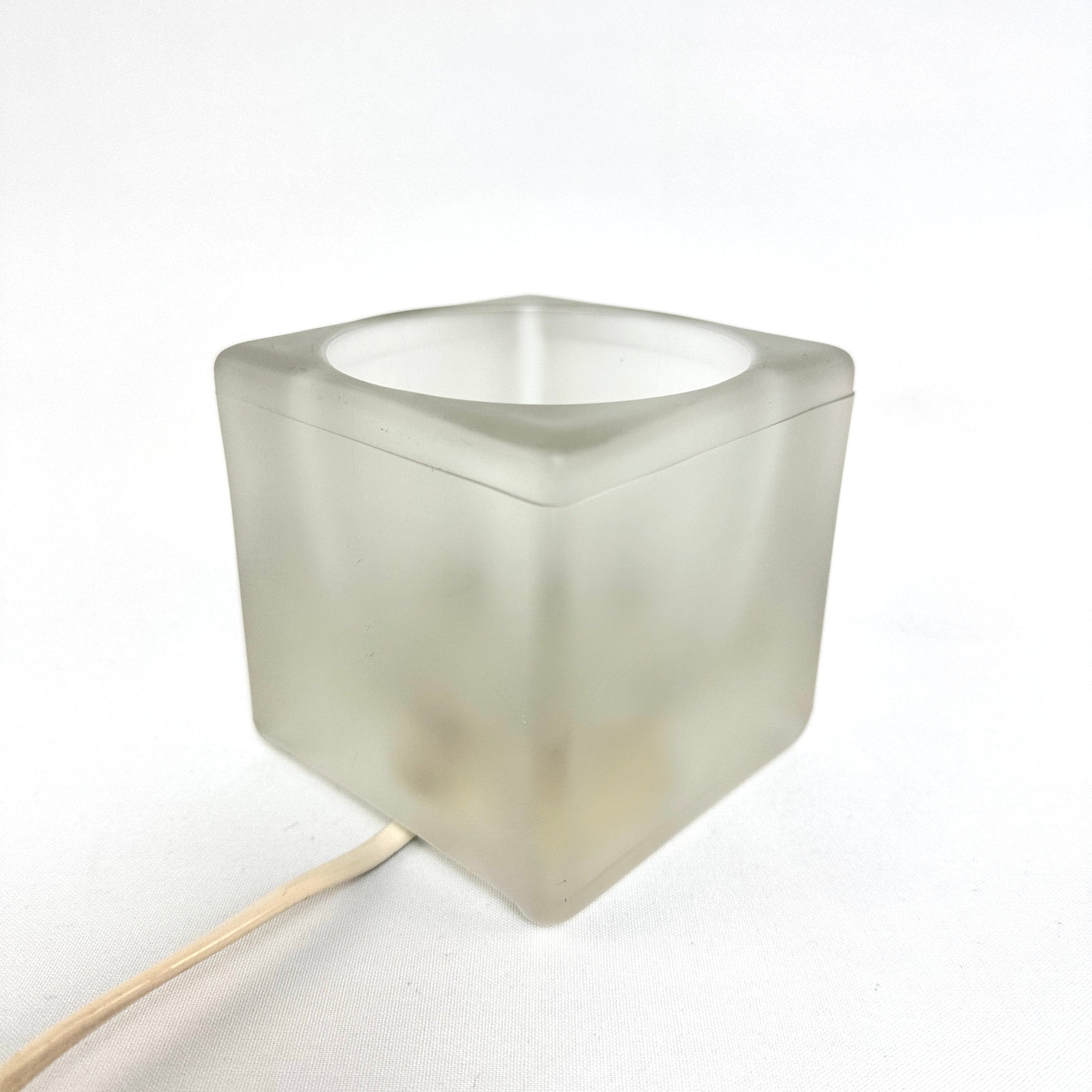 Ice Cube Glas Tischleuchte von Peill & Putzler 1970er mattiertes Glas kompakt