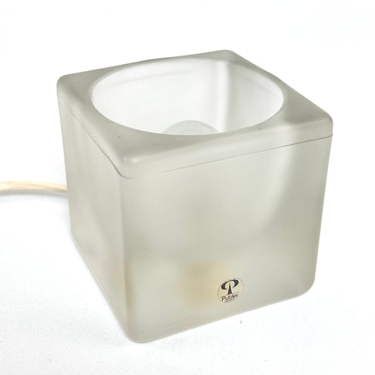 Ice Cube glas tischleuchte von Peill & Putzler 1970er mattiertes Glas 10x10x10 cm