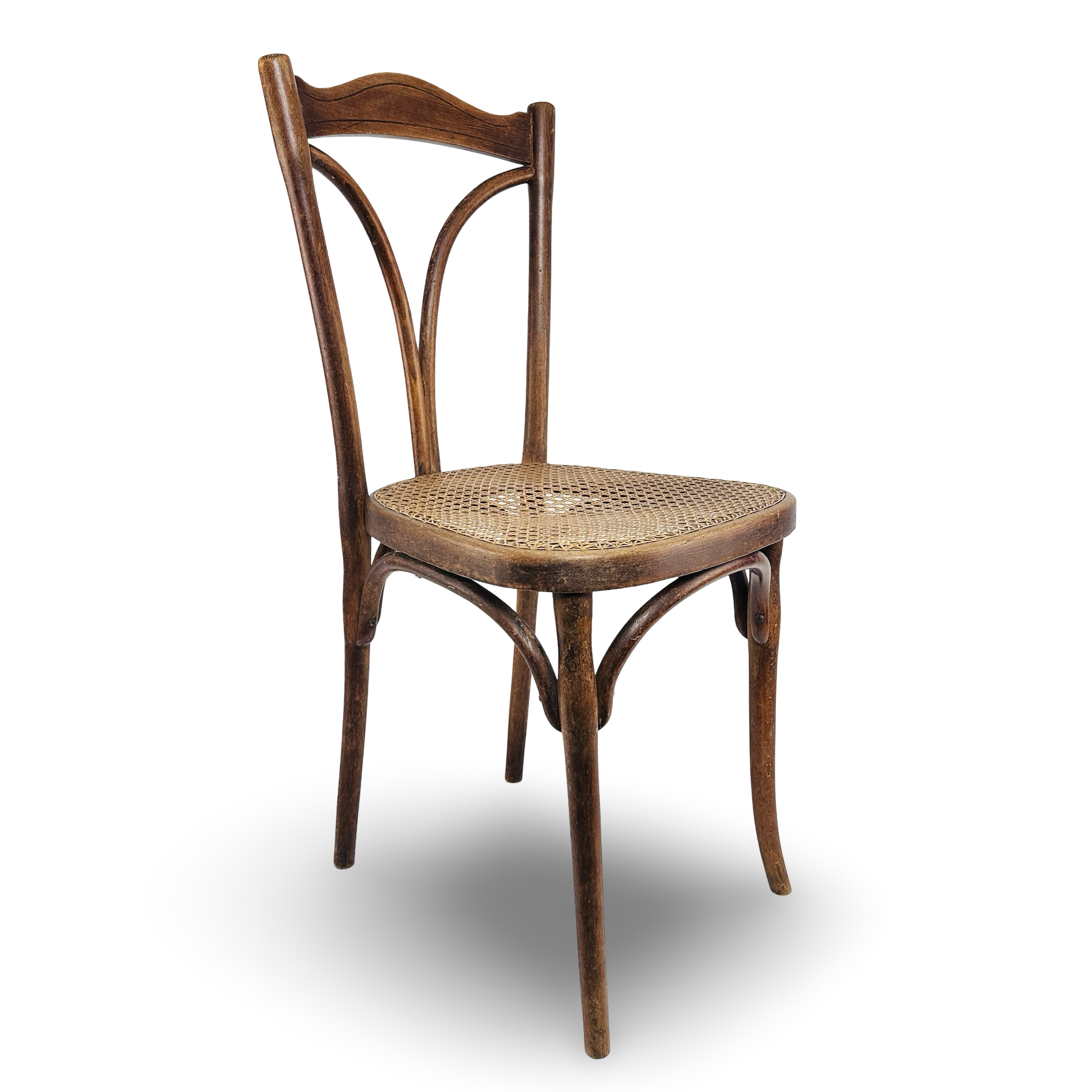Thonet Bugholzstuhl Model 107 von 1900 mit originalem Geflecht in gutem Zustand
