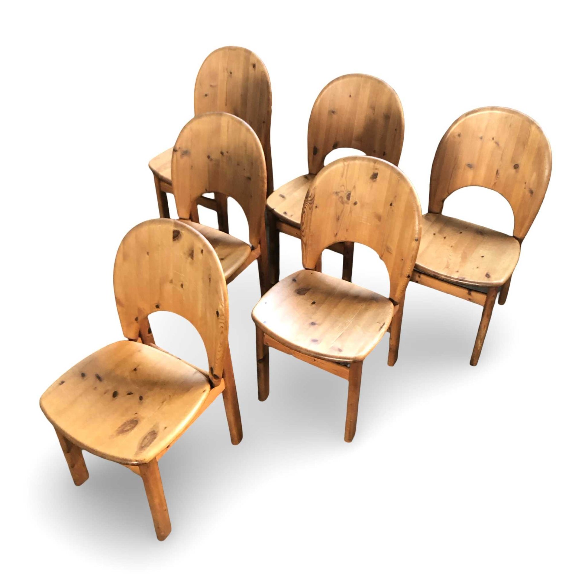 Set von 6 dänischen Esszimmerstühlen aus Kiefernholz von Niels Koefoeds, 1960er, Glostrup, sehr guter Vintage-Zustand
