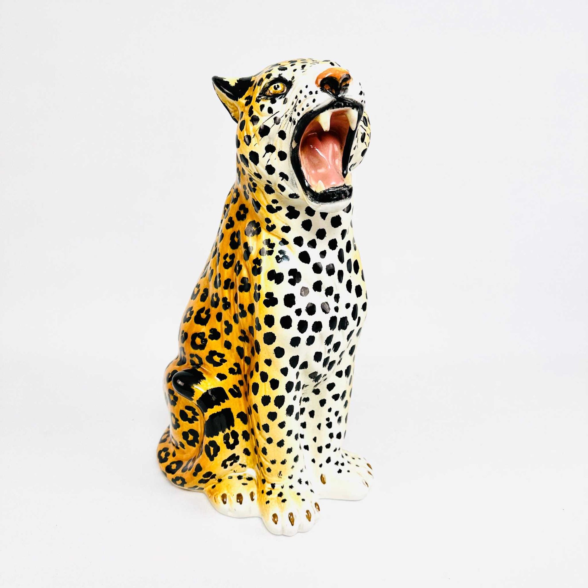 Ceramic leopard sculpture Italy 1960s signed mid-century design