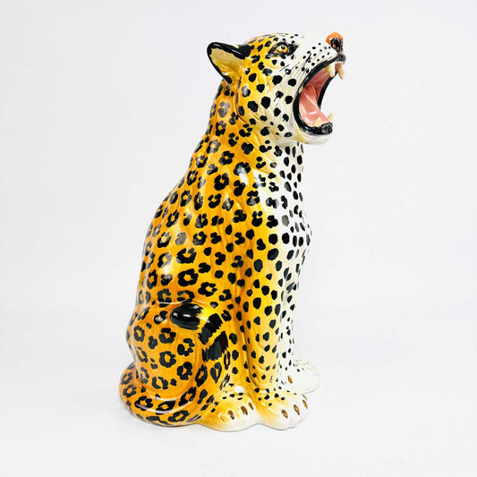 Italienischer Keramik-Leopard aus den 60er Jahren, signiert, Höhe 42 cm