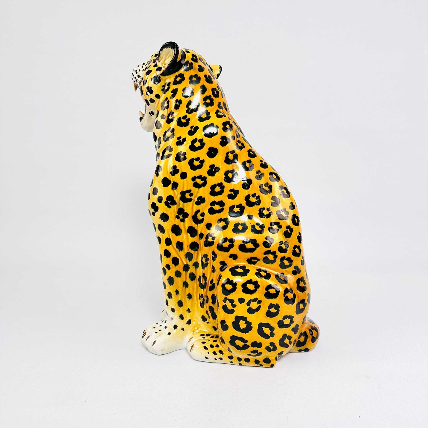 Keramik Leopard Italien 1960er Jahre, handbemalt, signiert, 42 cm hoch