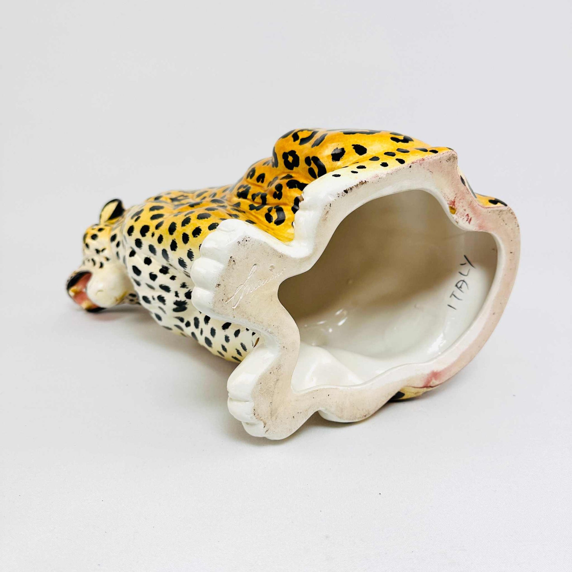 Keramik-Leopard aus Italien 1960er Jahre, handbemalt und signiert