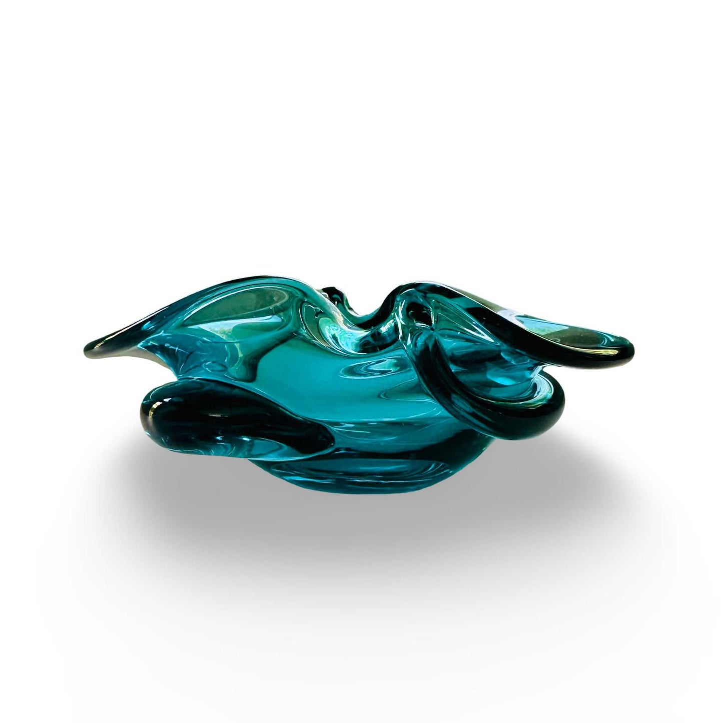 Murano Türkies Aschenbecher Klinger Miloslav blau glas kunstvoll vintage
