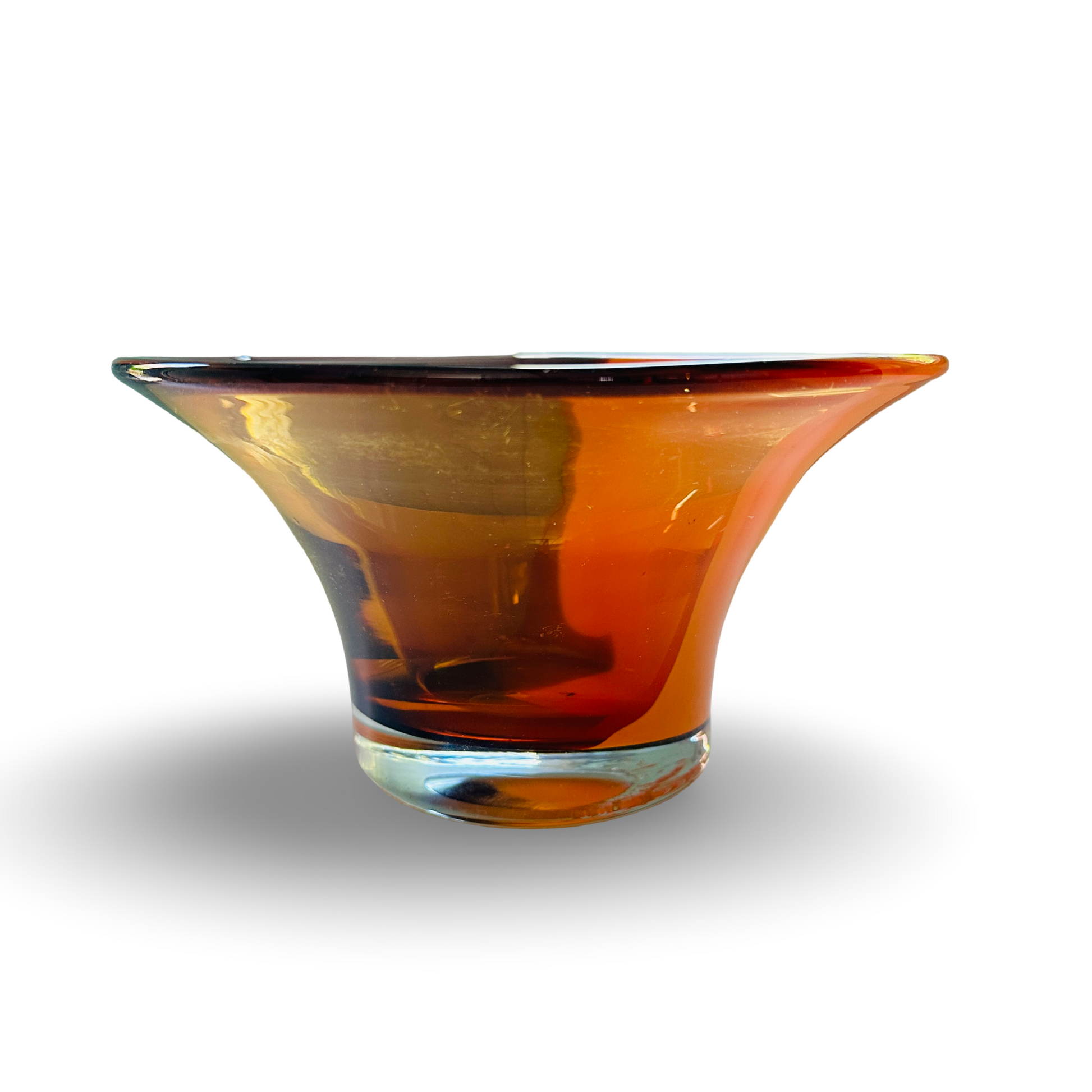 Murano Orange Schale Bernhard Heesen 70er, Durchmesser 21,5 cm, Höhe 12 cm