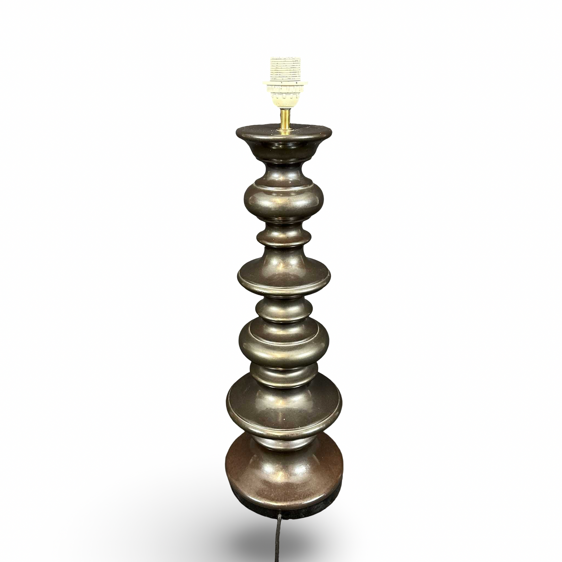 Braune Keramik Tischleuchte 1970er Design mit warmem Licht und dimmbarer Funktion