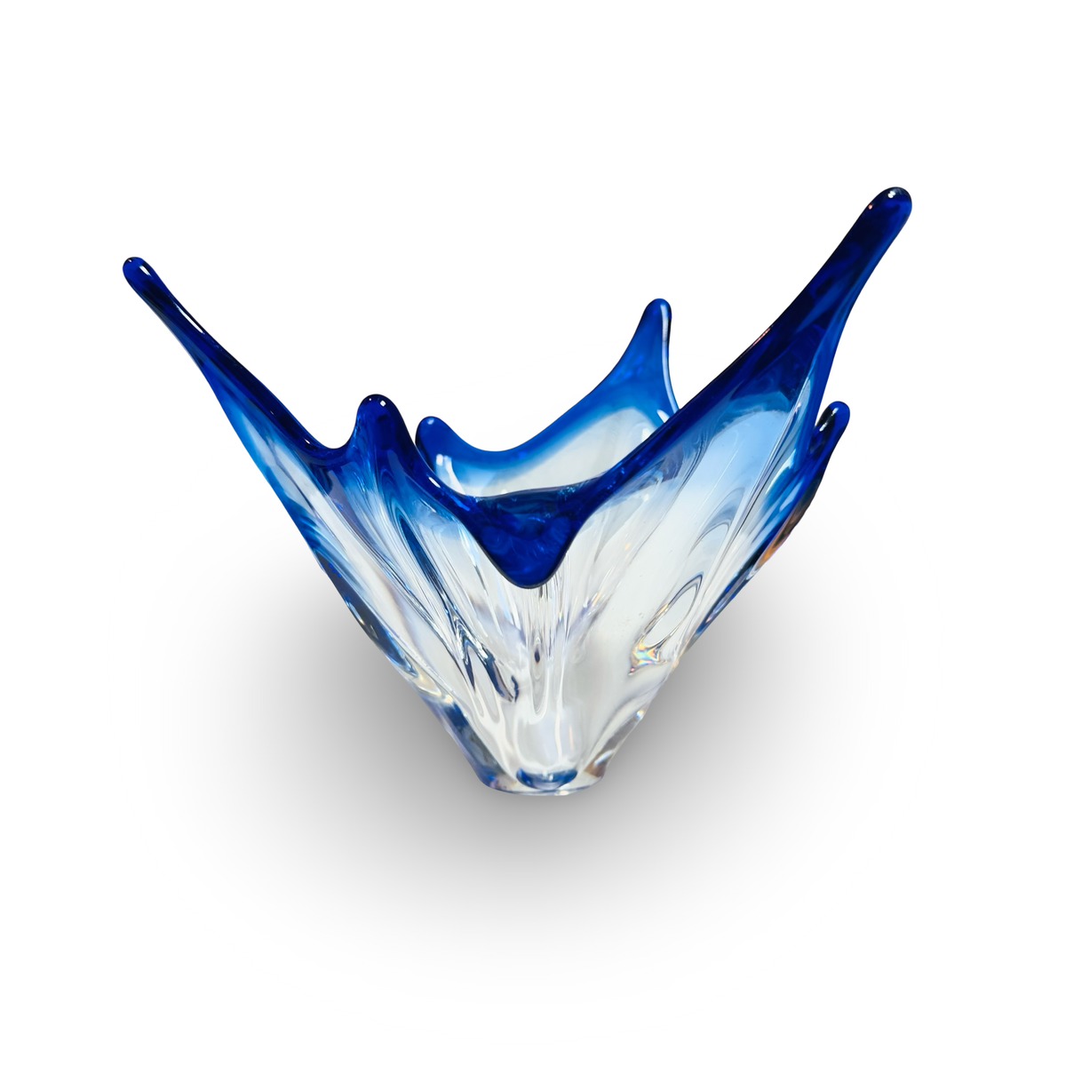 Vintage Murano Glasschale mit drei hohen und drei kleinen Spitzen, Ansicht von der Seite