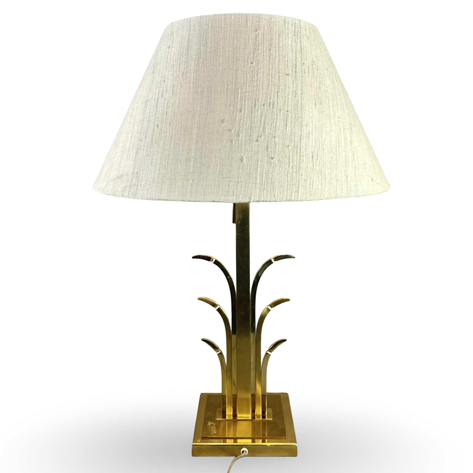 Messing Palmen Tischleuchte in elegantem 70er Jahre Design aus Frankreich