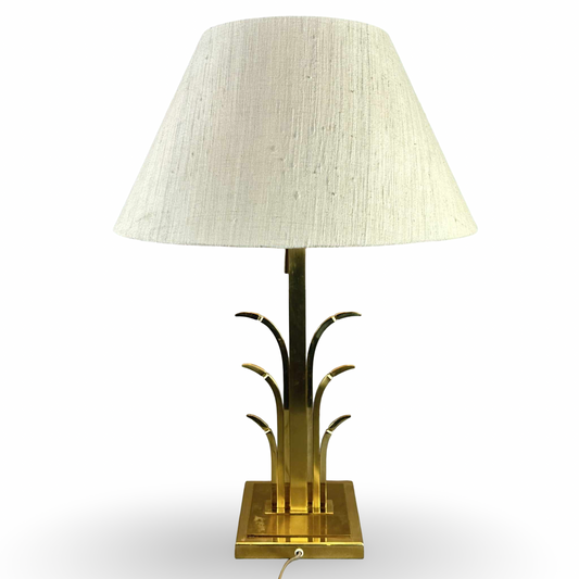 Messing Palmen Tischleuchte in elegantem 70er Jahre Design aus Frankreich