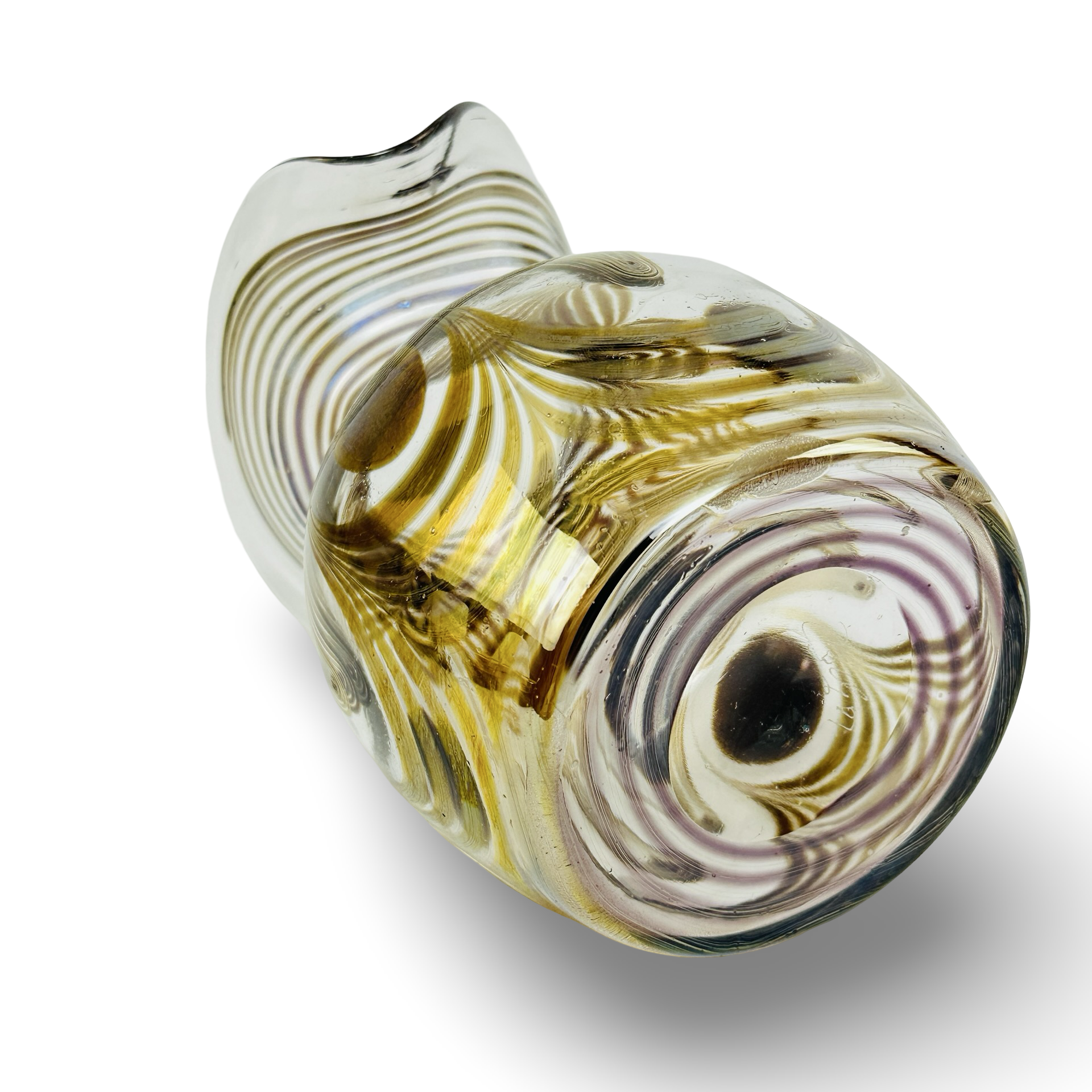 Signierte Glasvase Pfauenauge von Erwin Eisch Glashütte Eisch 1987, Höhe 16 cm, guter Zustand