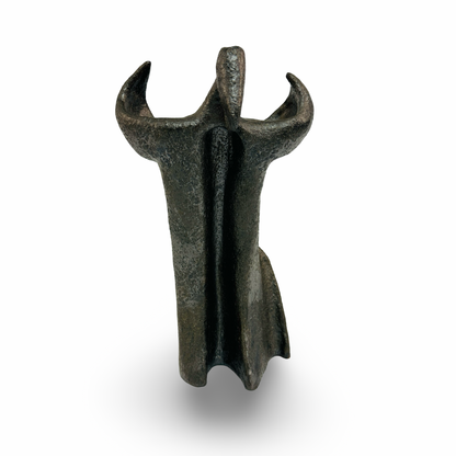 Rückansicht der bronzefarben glasierten Keramikskulptur aus den 1980er Jahren