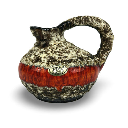 Vase à anse Jopeko avec étiquette dorée d’origine sur la bande rouge