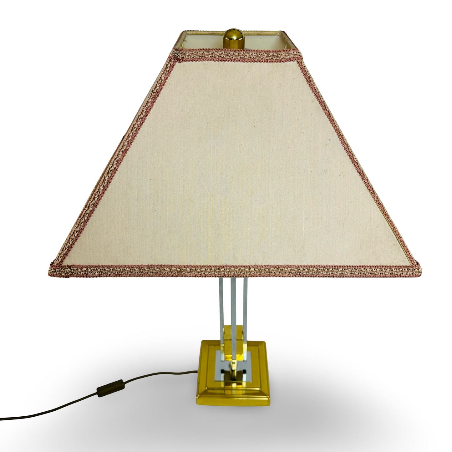 Belgo Chrom Hollywood Regency Tischleuchte Messing Chrom 1970er im sehr guten Zustand, Höhe 71,5 cm, Breite 46 cm, mit 2 x E27 Fassungen