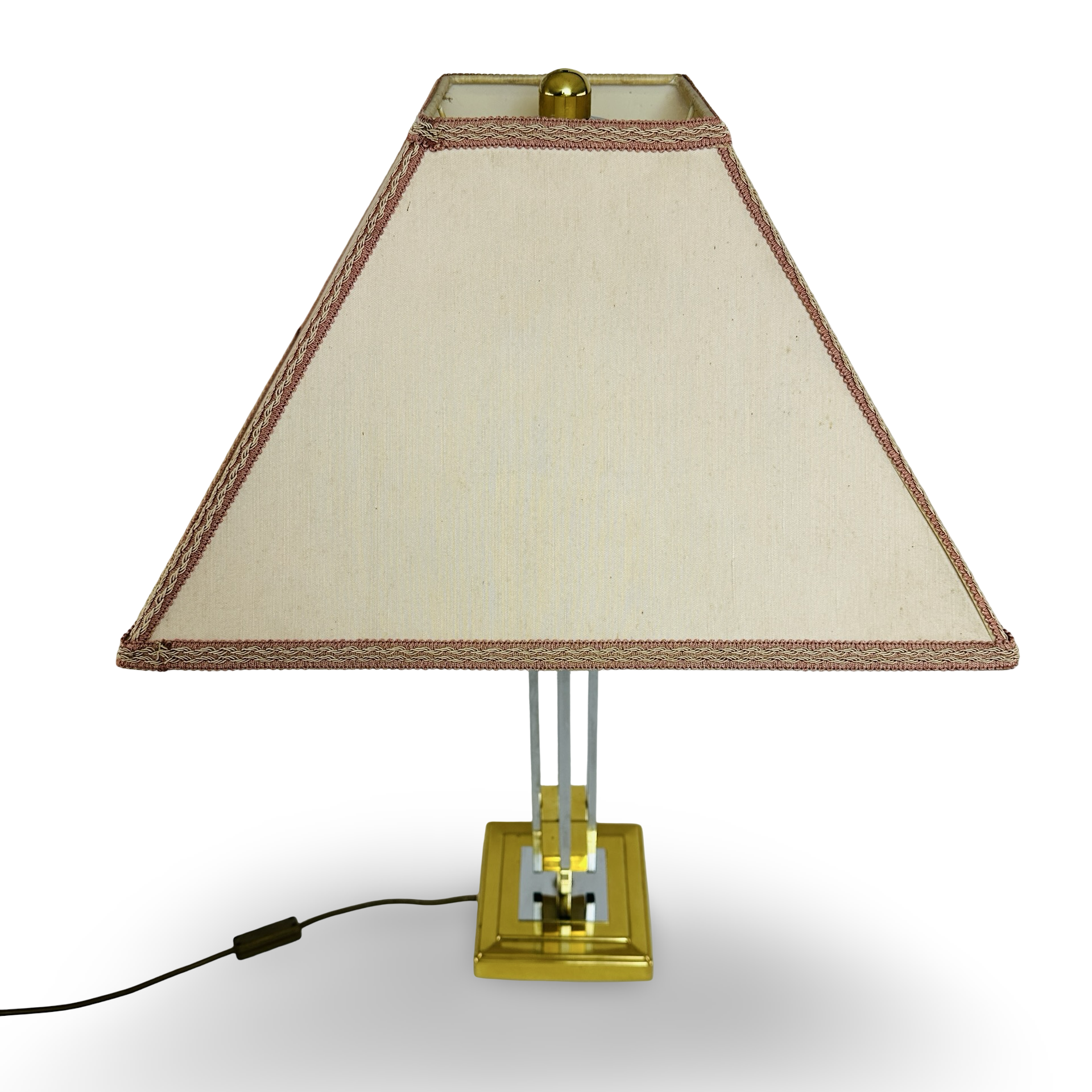 Belgo Chrom Hollywood Regency Tischleuchte Messing Chrom 1970er im sehr guten Zustand, Höhe 71,5 cm, Breite 46 cm, mit 2 x E27 Fassungen