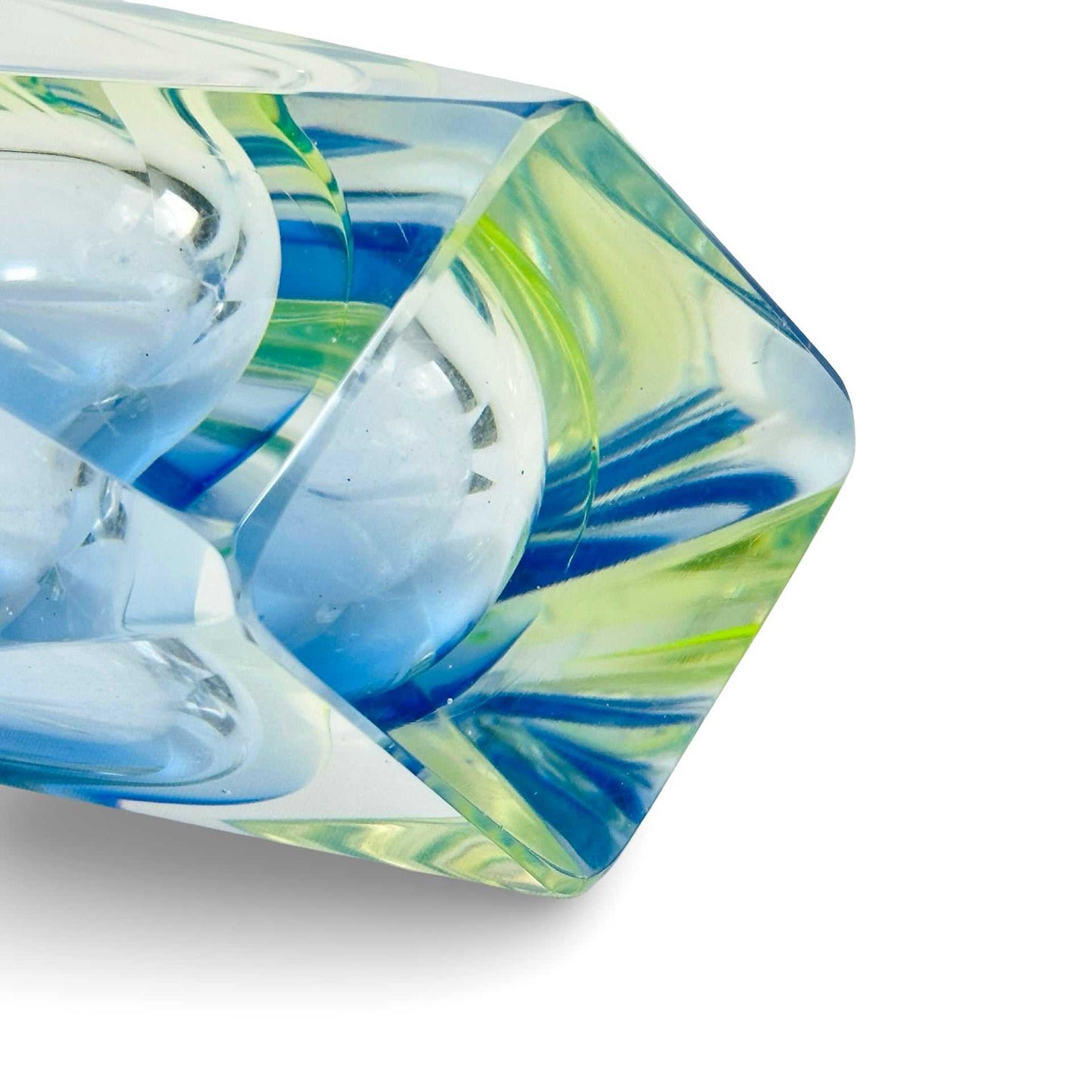 Vincenzo Nason Murano Sommerso-Vase blau-chartreuse aus den 1970er Jahren mit originalem Werkslabel