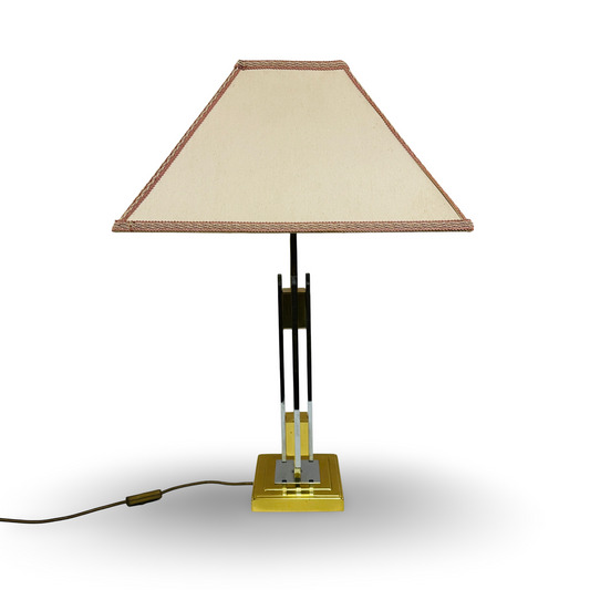 Belgo Chrom Hollywood Regency Tischleuchte aus Messing und Chrom, 1970er, 71,5 cm hoch, 2 x E27 Fassungen, sehr guter Zustand
