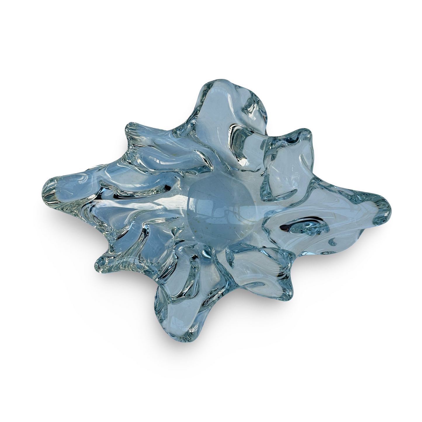 Coupe Splash en verre épais et clair, art verrier européen, années 1970