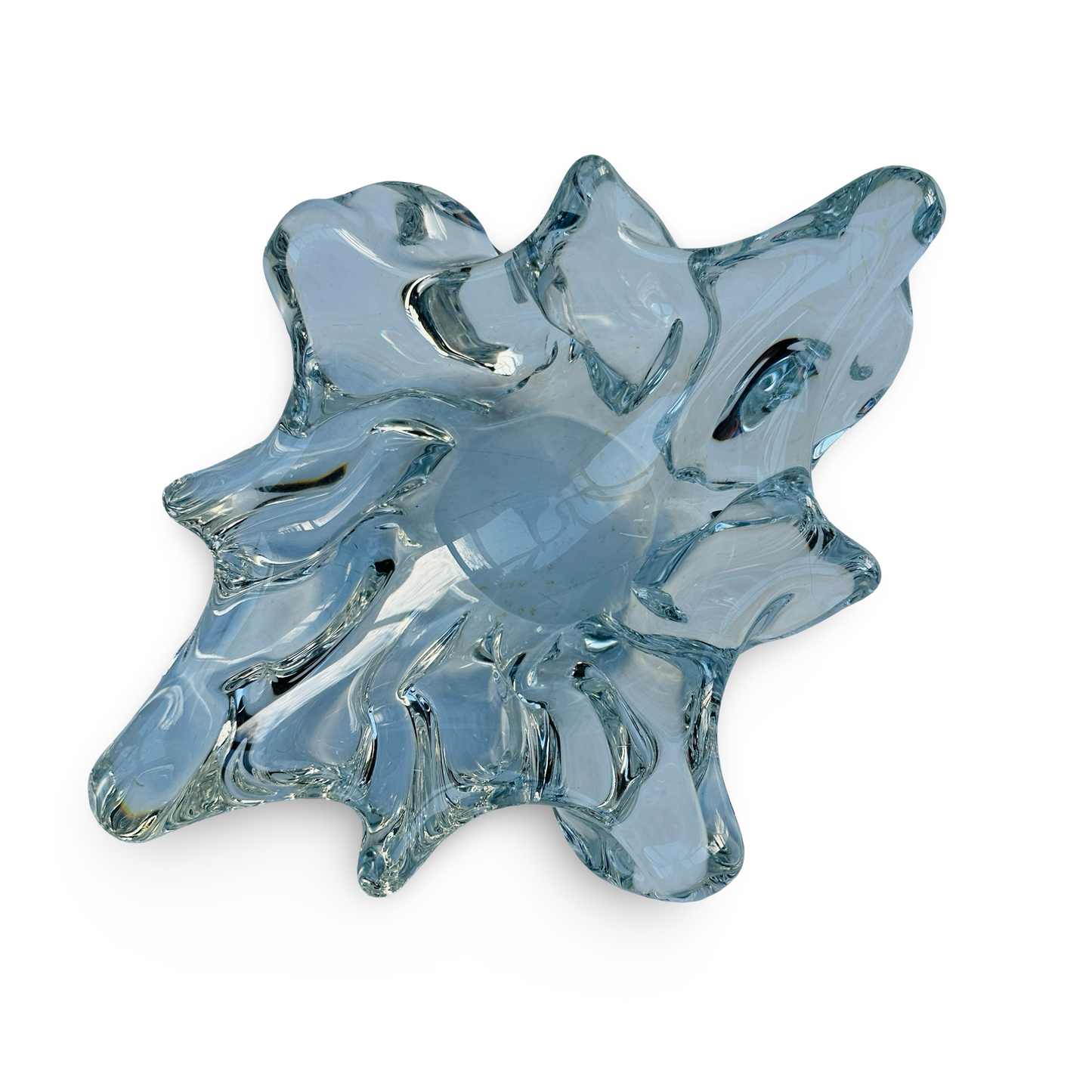 Coupe Splash en verre épais et clair, art verrier européen, années 1970