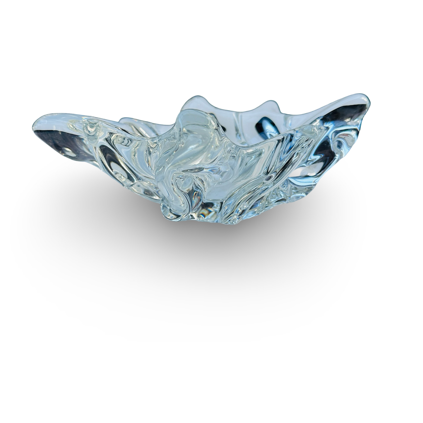 Coupe Splash en verre épais et clair, art verrier européen, années 1970