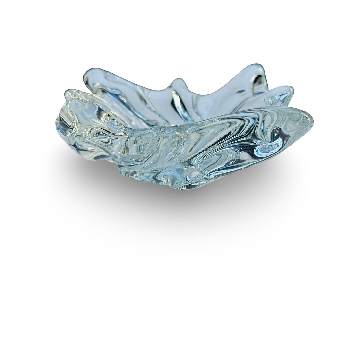 Coupe Splash en verre épais et clair, art verrier européen, années 1970