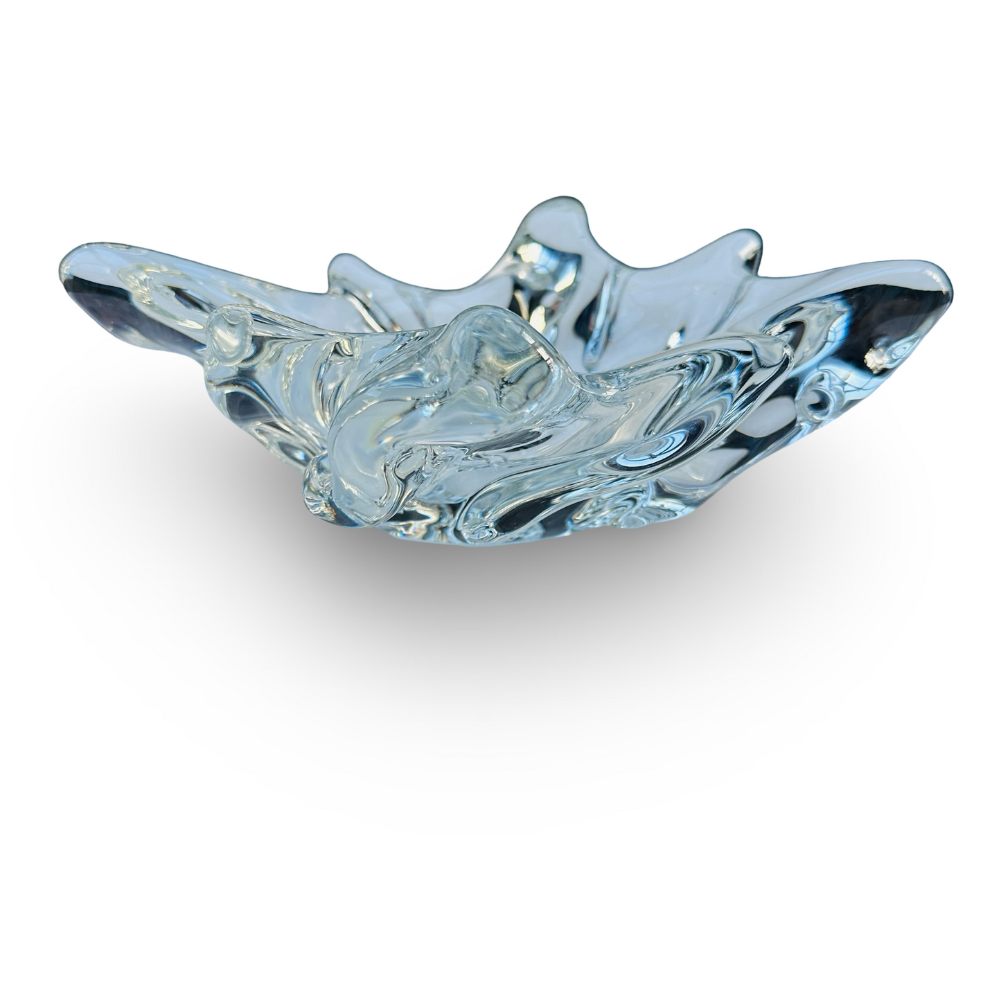 Coupe Splash en verre épais et clair, art verrier européen, années 1970