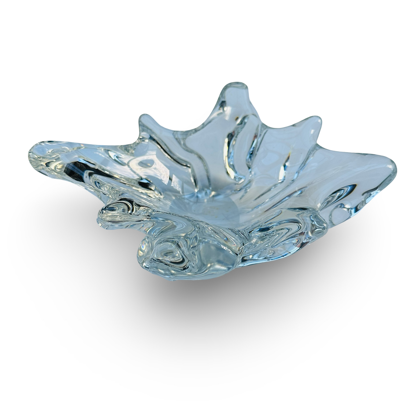 Coupe Splash en verre épais et clair, art verrier européen, années 1970