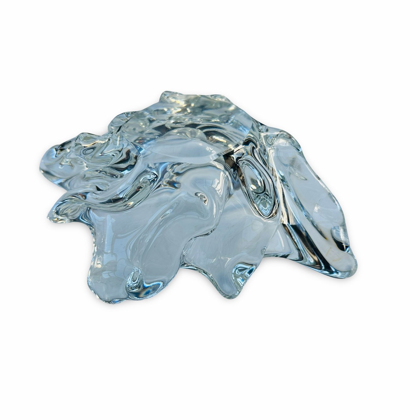 Coupe Splash en verre épais et clair, art verrier européen, années 1970