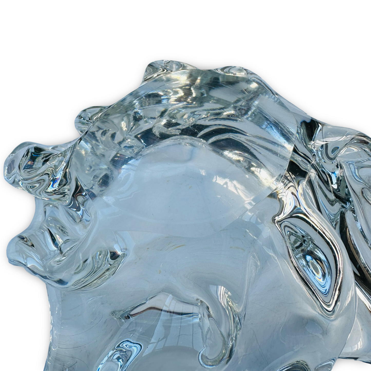 Coupe Splash en verre épais et clair, art verrier européen, années 1970