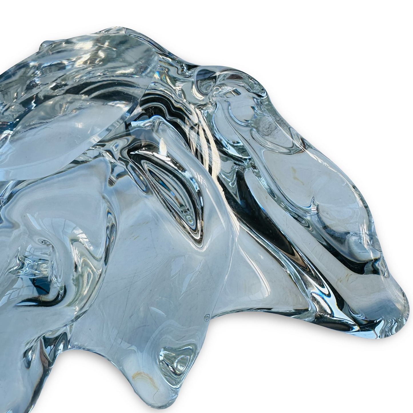 Coupe Splash en verre épais et clair, art verrier européen, années 1970