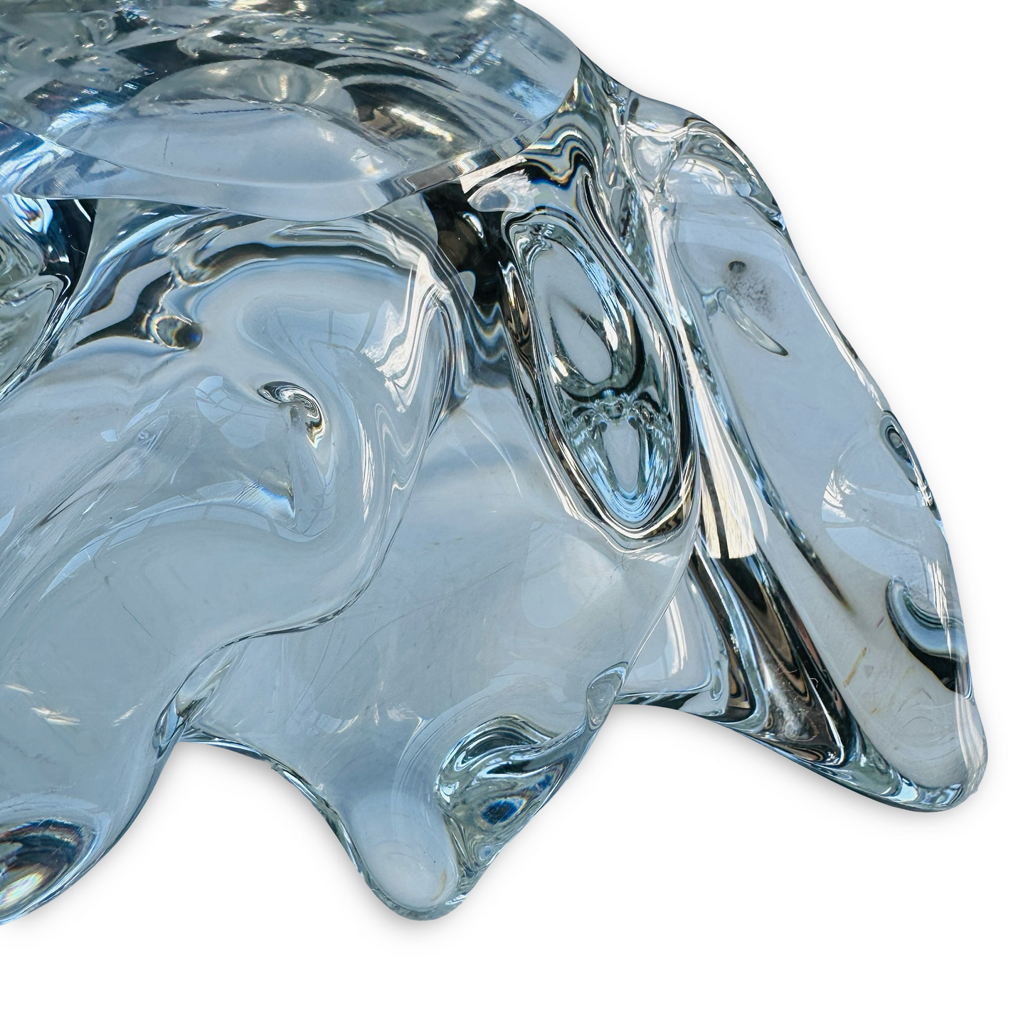 Coupe Splash en verre épais et clair, art verrier européen, années 1970