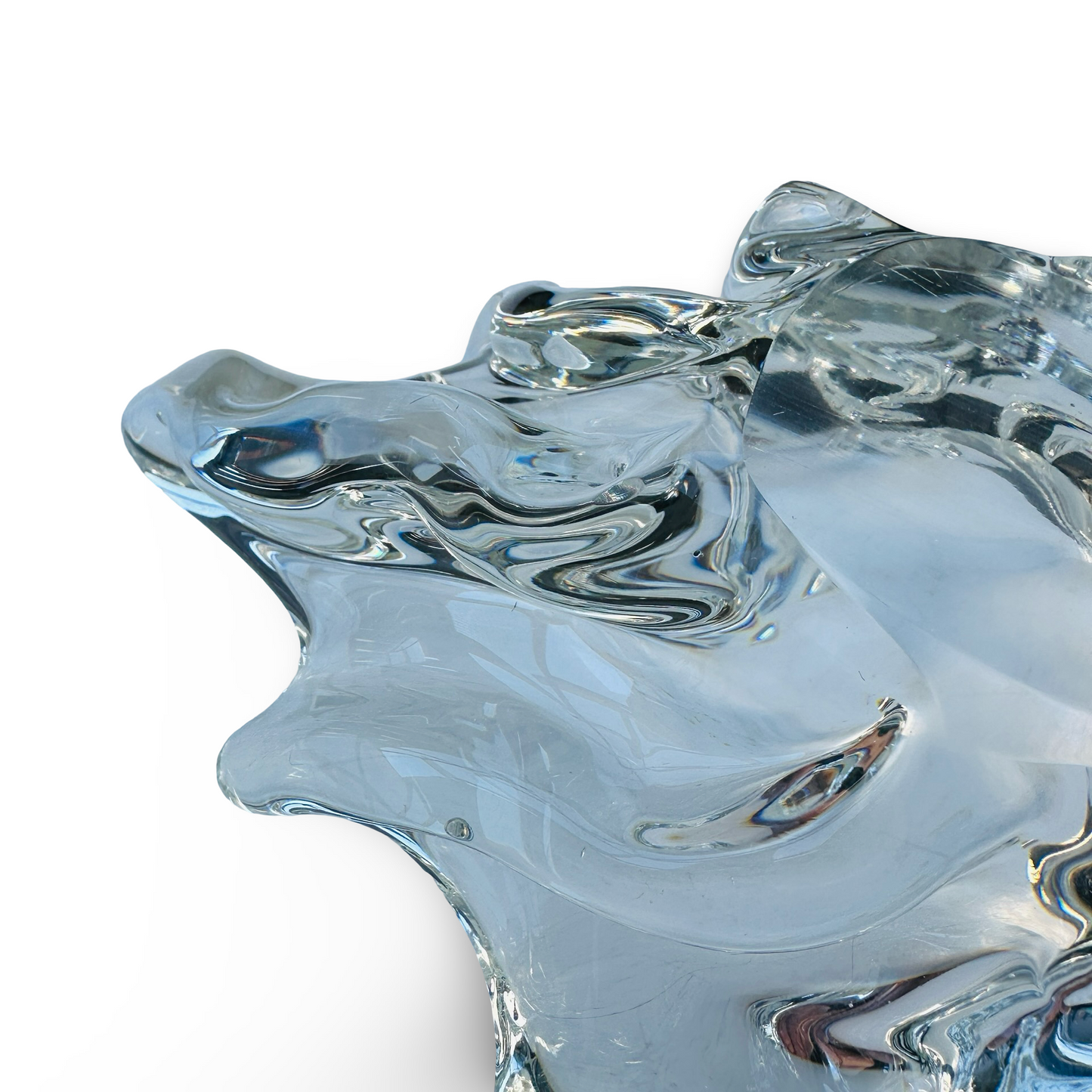 Coupe Splash en verre épais et clair, art verrier européen, années 1970