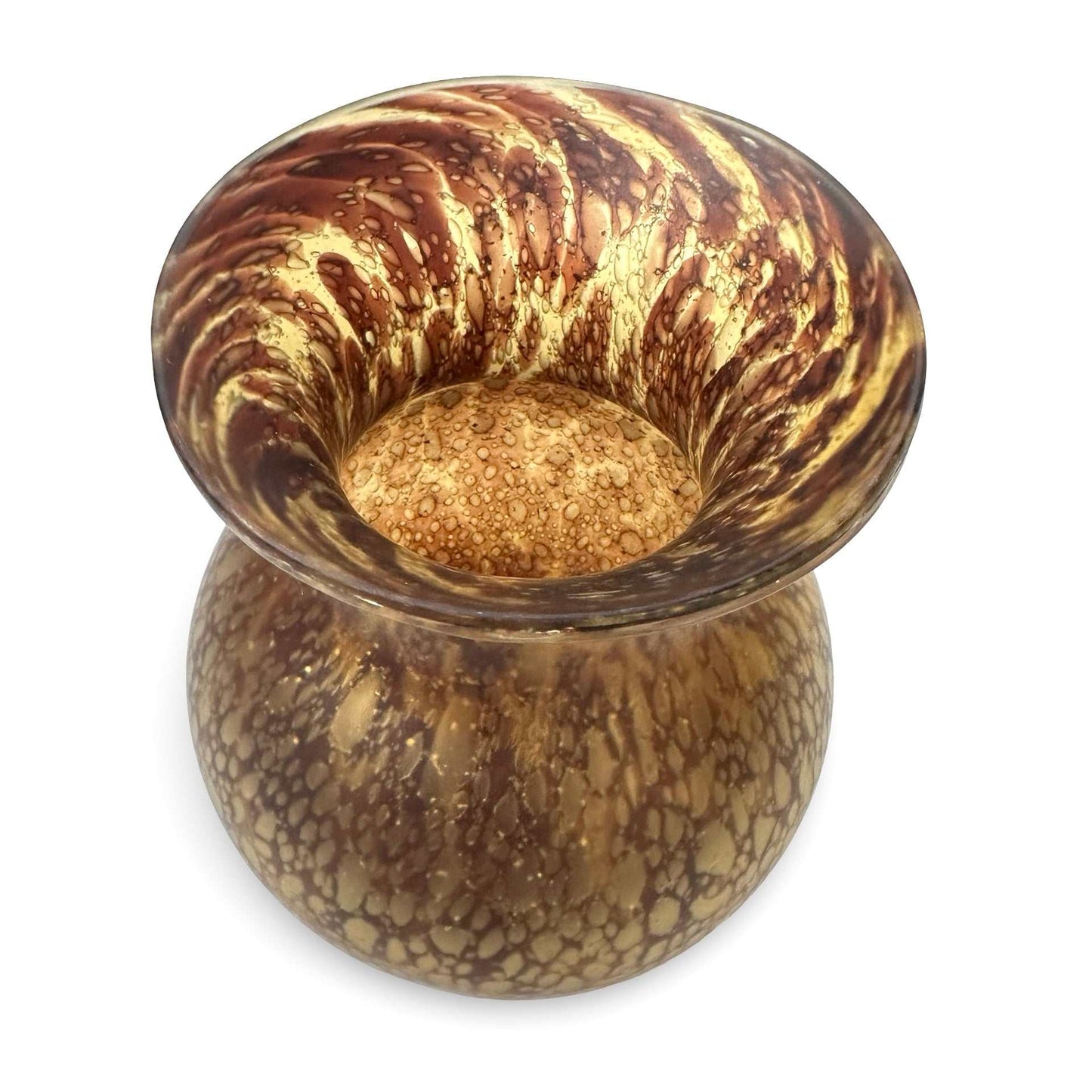Barovier & Toso Efeso Vase, Amber-Braun mit Luftblasen, Italien 1968