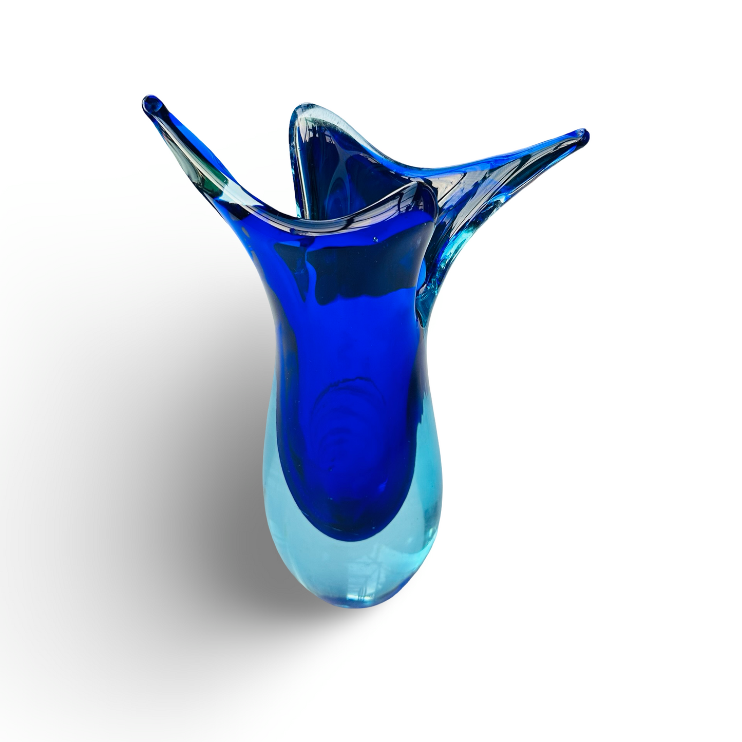 Blaue Morano Sommerso Vase mit Fischmotiv 60er Jahre vintage in sehr gutem Zustand