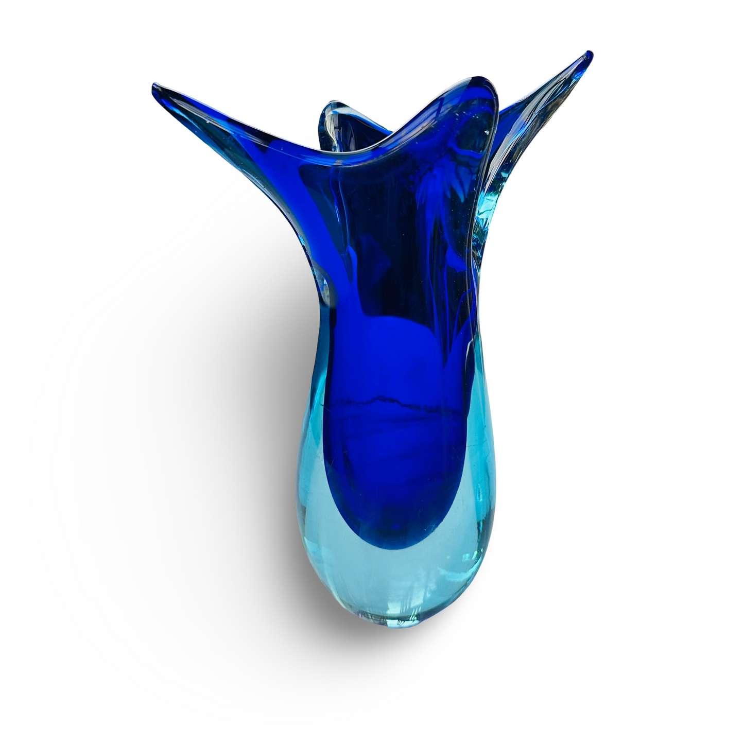 Blaue Morano Sommerso Vase Fish 60er vintage in sehr gutem Zustand, Größe 24x16x8 cm