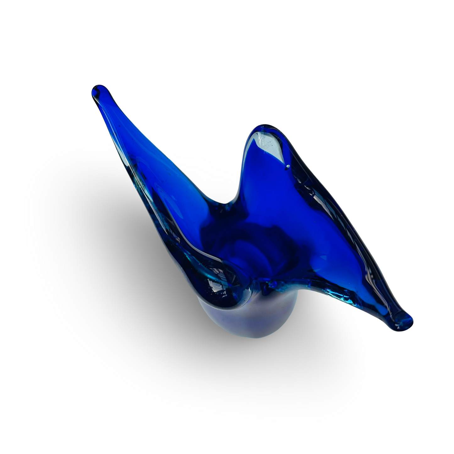 Blaue Morano Sommerso Vase Fish Vintage 60er Jahre in Blau, 24x16x8 cm, sehr guter Zustand