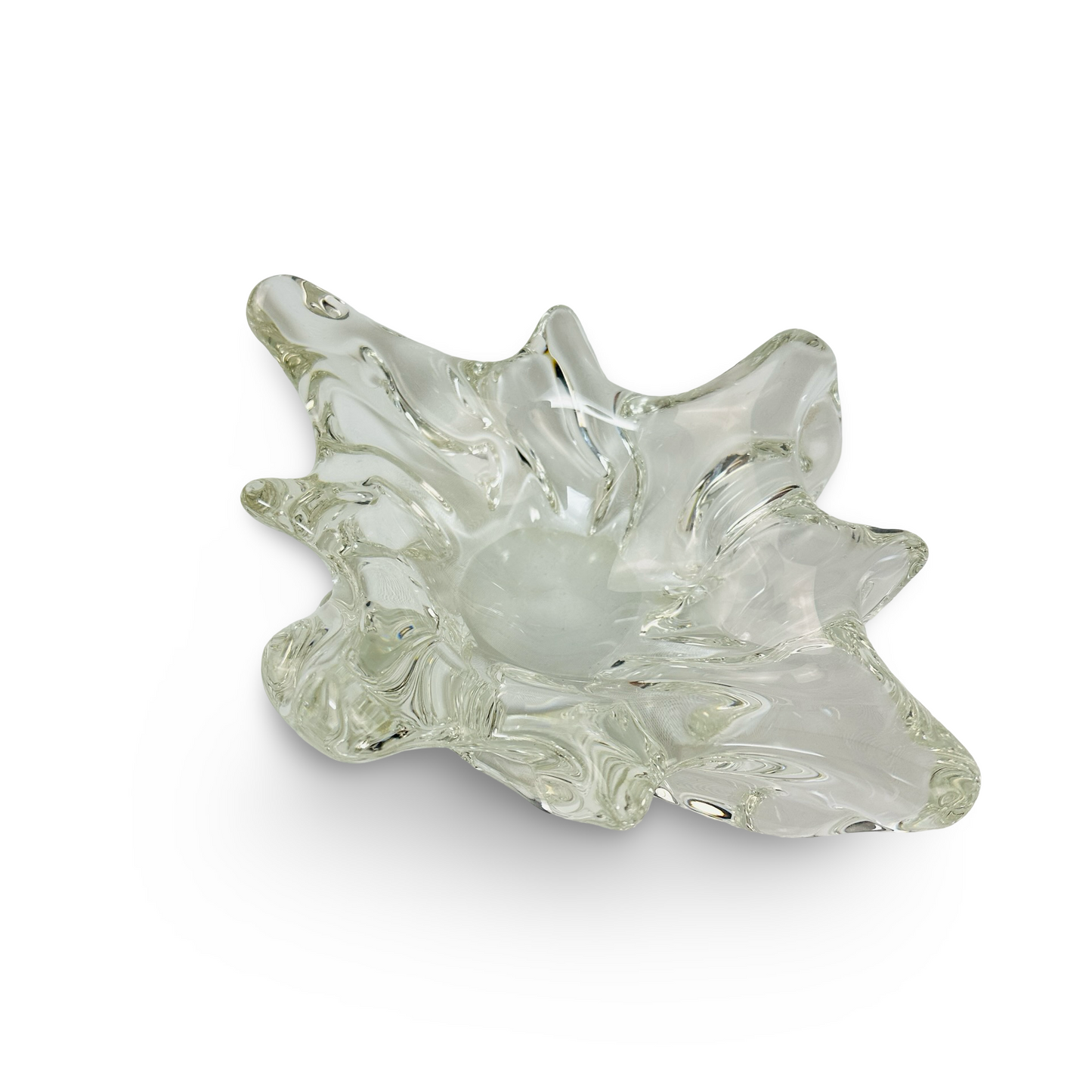 Klare dickwandige Glasschale im Splash-Stil aus den 1970er Jahren, europäische Glaskunst aus klarem Kristallglas