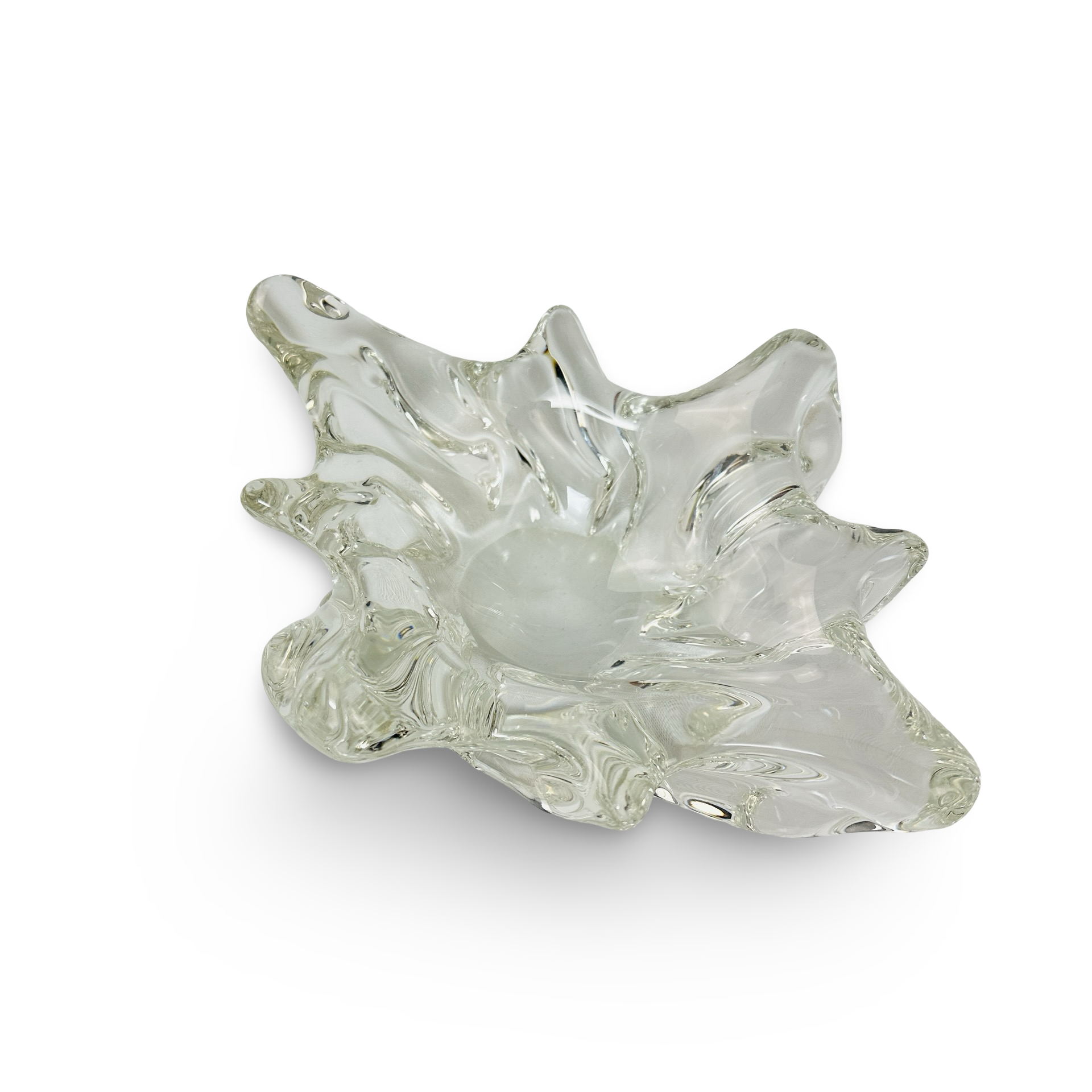 Klare dickwandige Glasschale im Splash-Stil aus den 1970er Jahren, europäische Glaskunst aus klarem Kristallglas