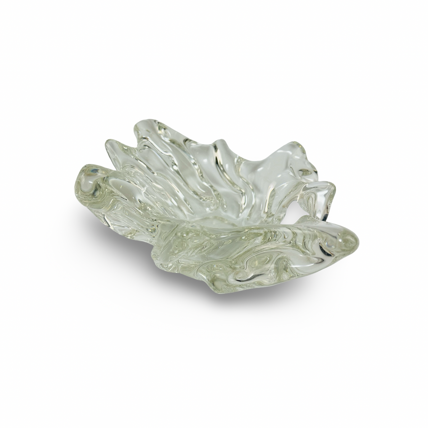 Klare dickwandige Glasschale im Splash-Stil aus den 1970er Jahren aus klarem Kristallglas