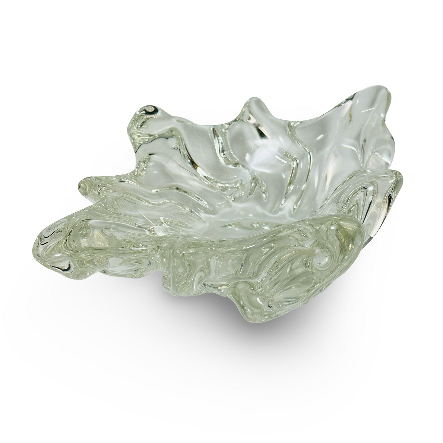 Klare dickwandige Glasschale aus Kristallglas im Splash-Stil der 1970er Jahre