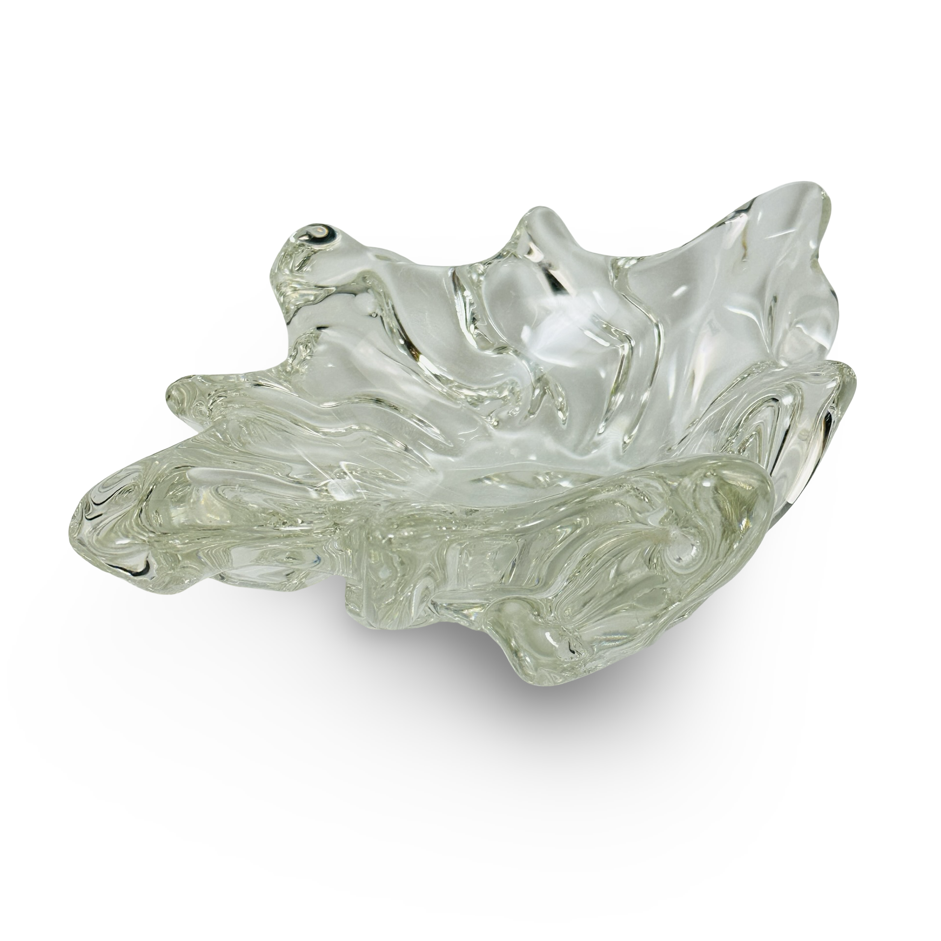 Klare dickwandige Glasschale aus Kristallglas im Splash-Stil der 1970er Jahre