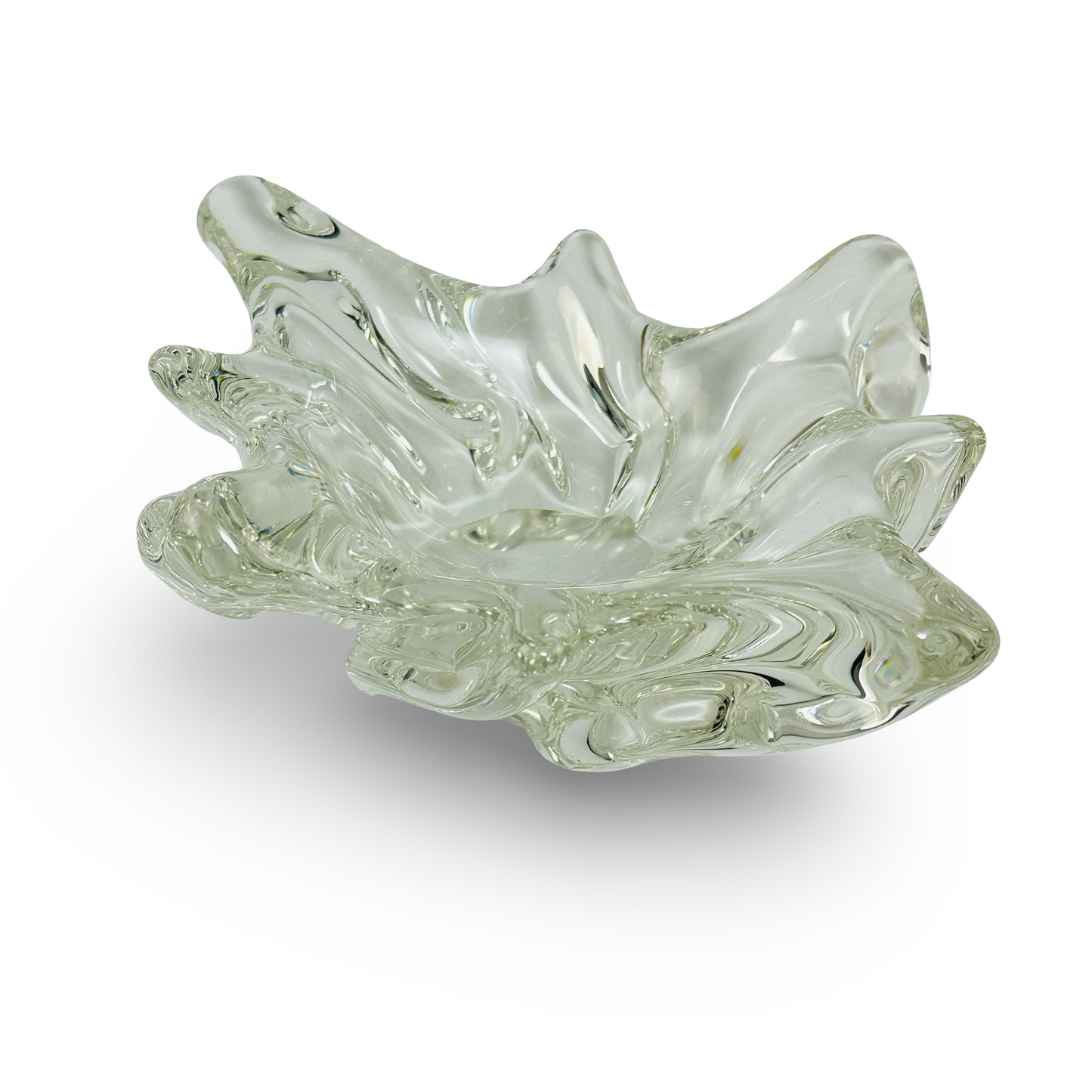 Klare dickwandige Glasschale im Splash-Stil aus europäischer Glaskunst der 1970er Jahre