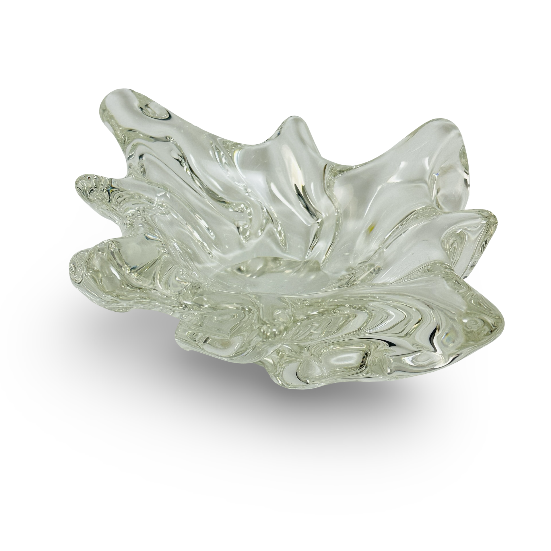 Klare dickwandige Glasschale im Splash-Stil aus europäischer Glaskunst der 1970er Jahre