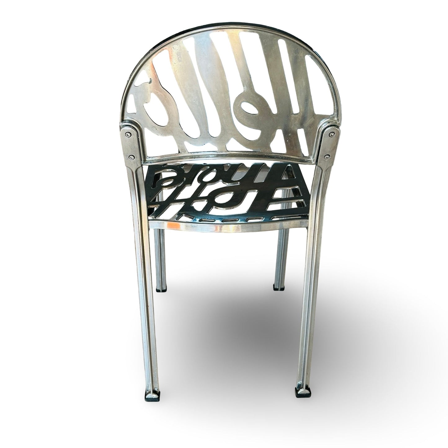 Artifort Hello There Chair verchromt 1978 ikonischer Aluminiumstuhl mit Schriftzug