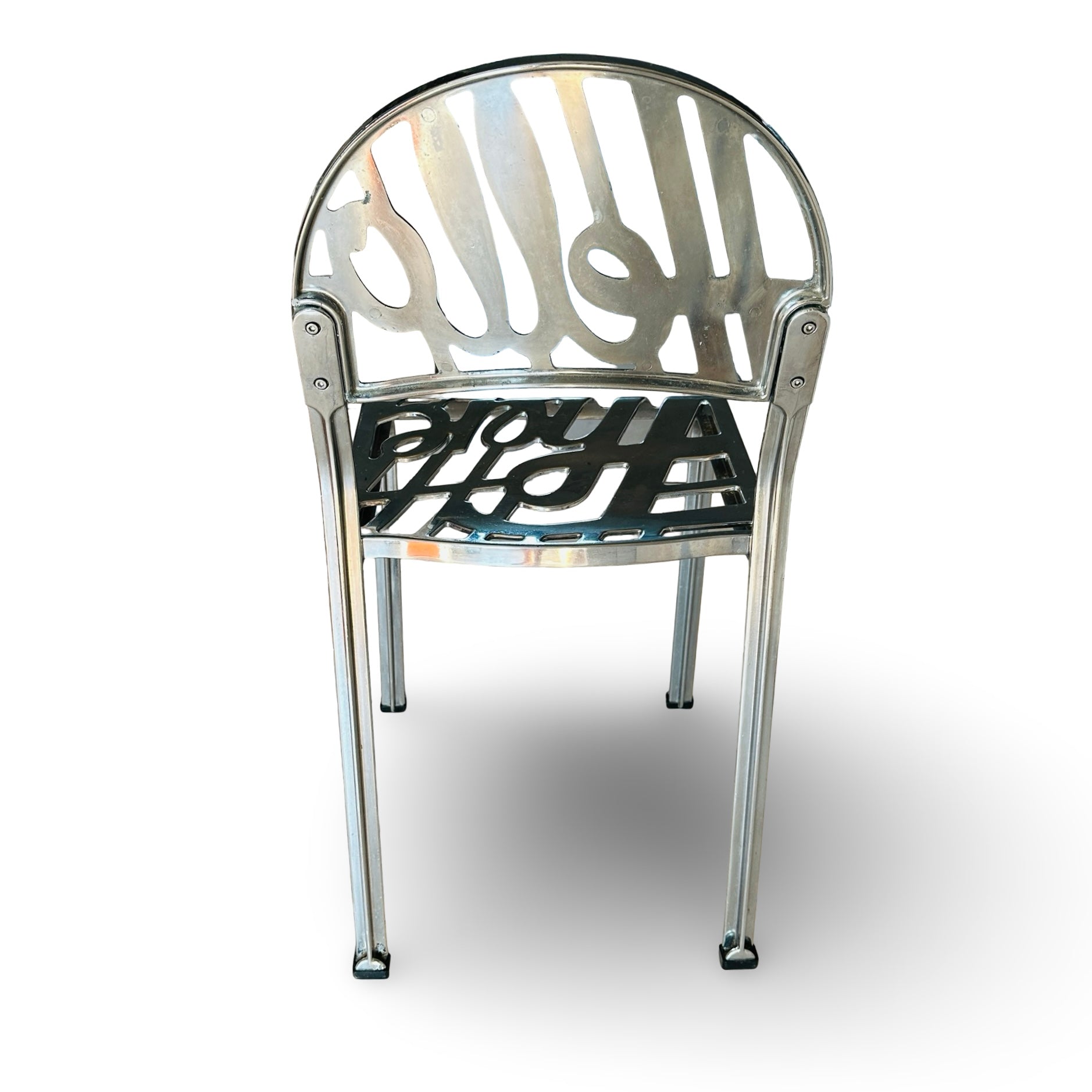 Artifort Hello There Chair verchromt 1978 ikonischer Aluminiumstuhl mit Schriftzug