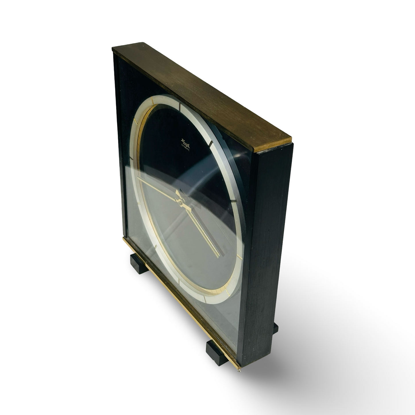 Kienzle Atomatic Tischuhr von Heinrich Möller aus Messing und Glas, Baujahr 1959, originaler Zustand