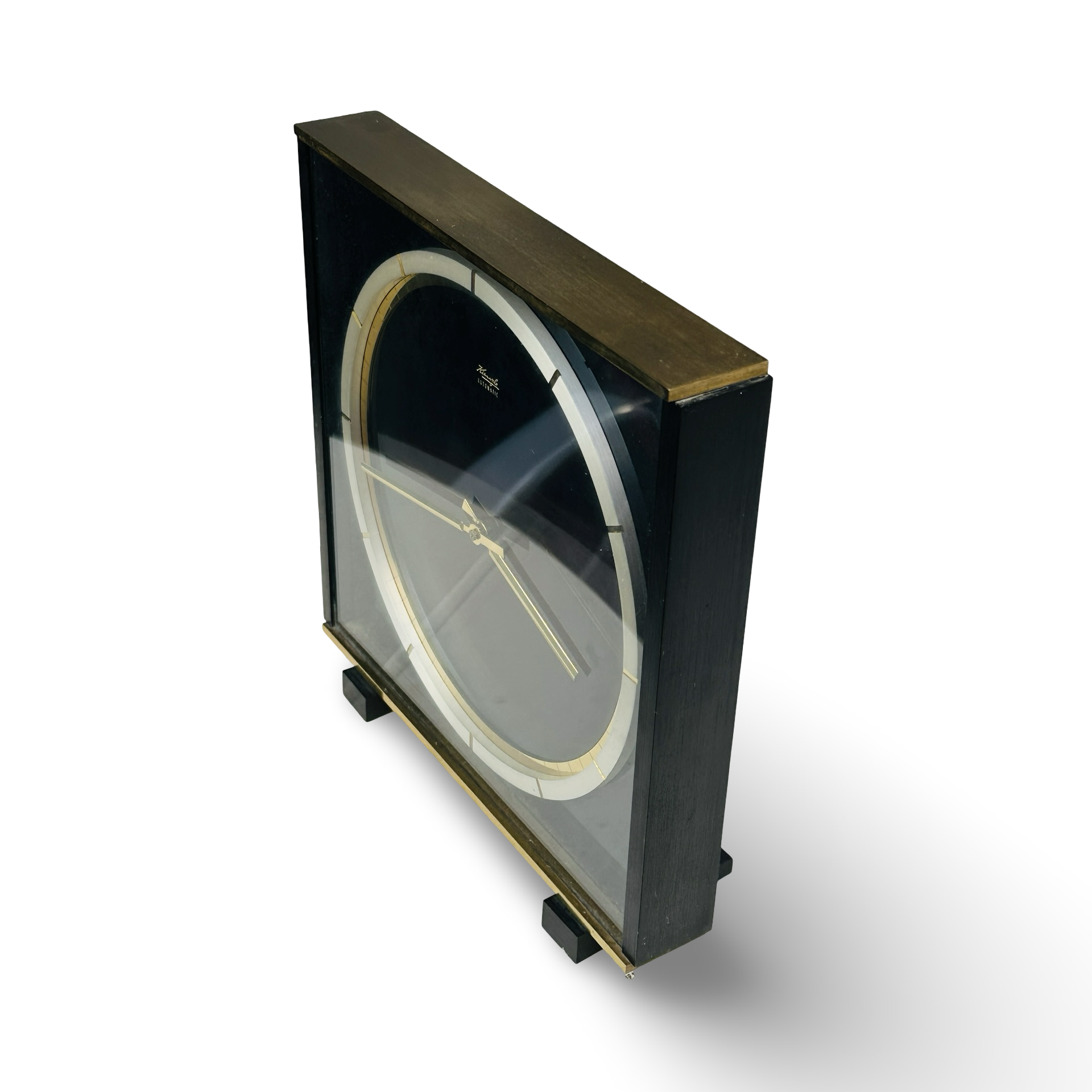 Kienzle Atomatic Tischuhr von Heinrich Möller aus Messing und Glas, Baujahr 1959, originaler Zustand