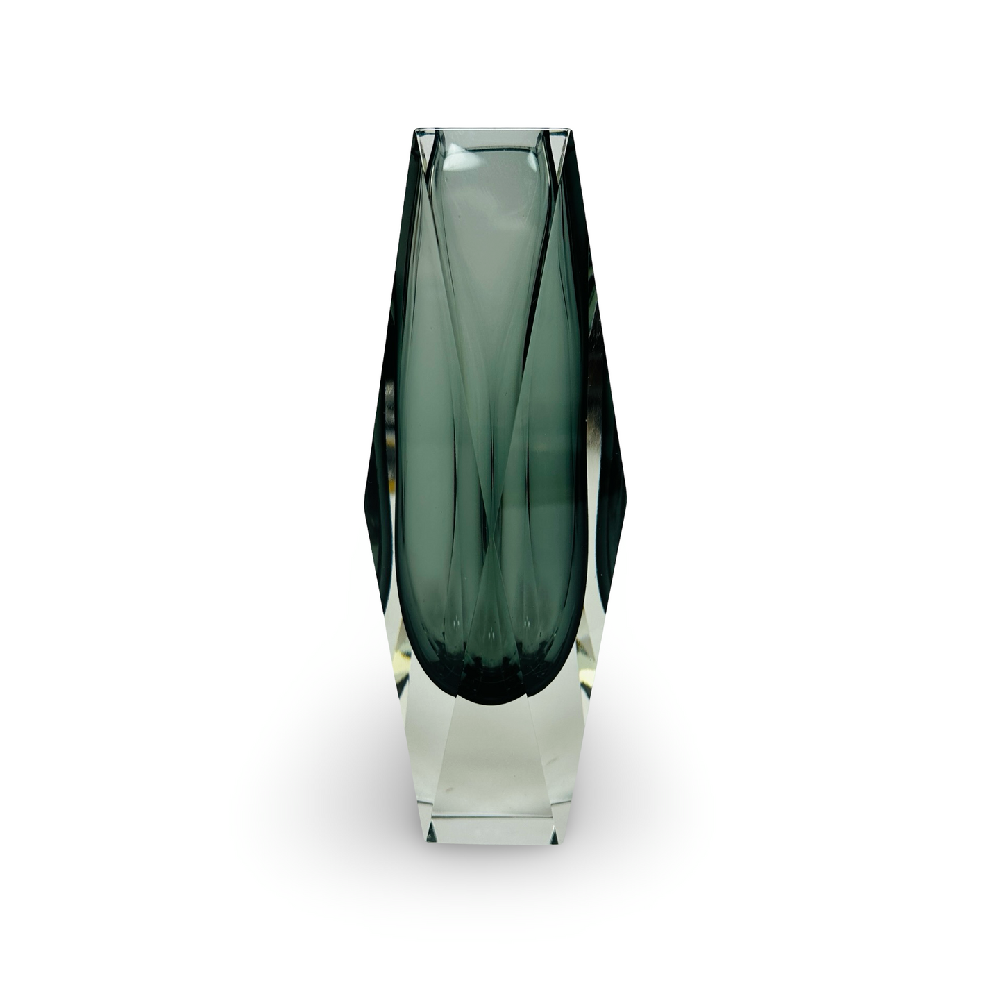 Sommerso Glasvase Facette 20,5 cm hoch, 8 cm Durchmesser, sehr guter Zustand