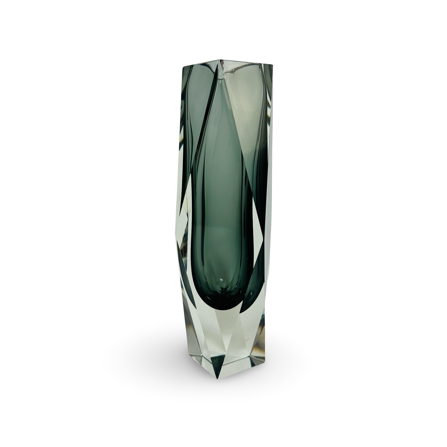 Sommerso Glasvase Facette 20,5 cm hoher Facettenvasendesign